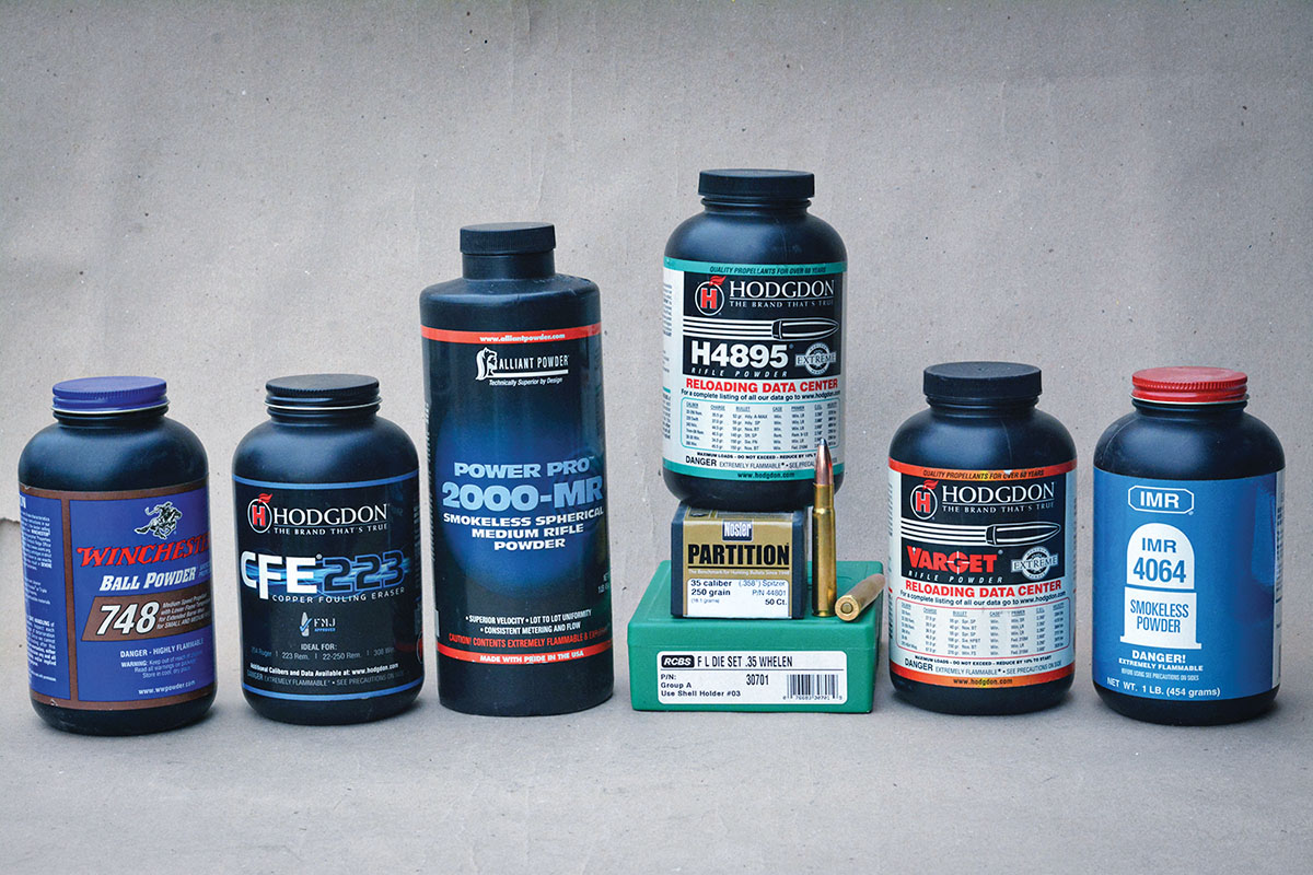 The 35 Whelen boasts of unusual efficiency and thrives on medium burn rate rifle powders.